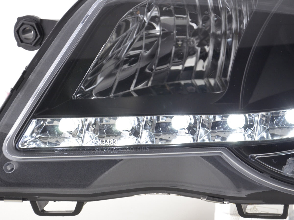 Scheinwerfer Set Daylight LED Tagfahrlicht VW Polo 9N3 05-09 schwarz Scheinwerfer Set Daylight LED Tagfahrlicht VW Polo 9N3 05-09 schwarz